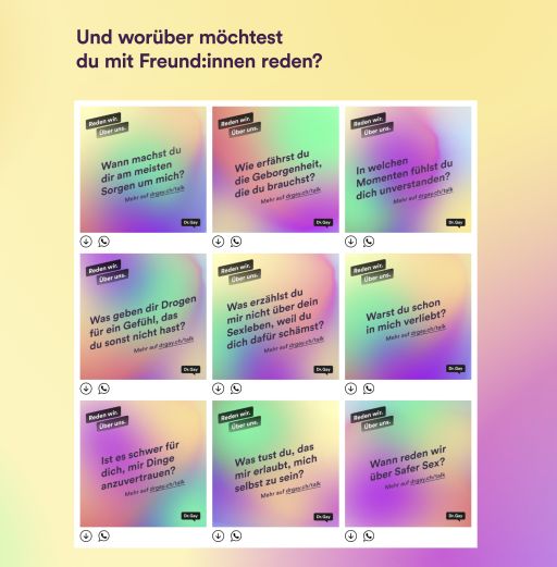 Aids hilfe schweiz 2023 drgay kampagne whatsapp fragen website FIVE AG Full Service Werbeagentur in St Gallen und Zuerich