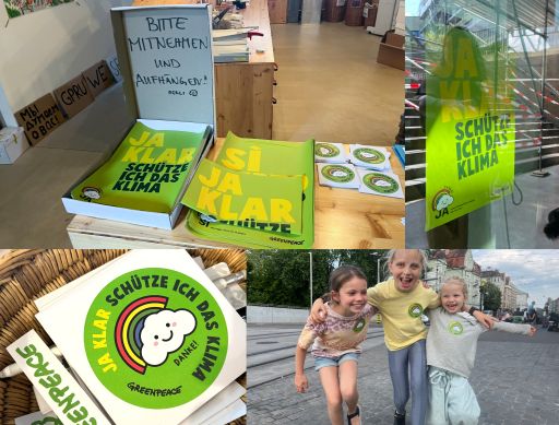 Greenpeace schweiz 2023 klimaschutz kampagne sticker umfeld FIVE AG Full Service Werbeagentur in St Gallen und Zuerich 3