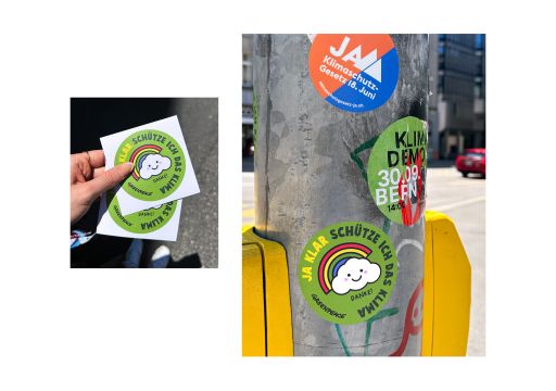 Greenpeace schweiz 2023 klimaschutz kampagne sticker FIVE AG Full Service Werbeagentur in St Gallen und Zuerich 1