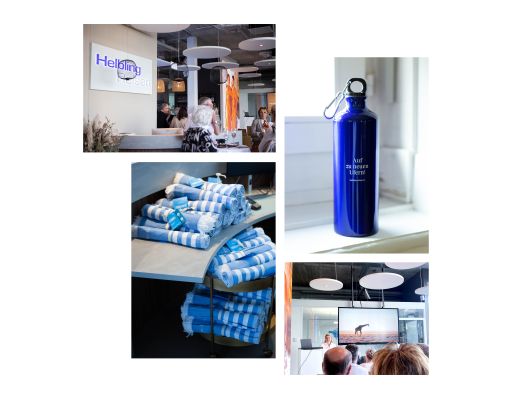 Helbling Reisen 2022 kampagne flasche tuch reisevortrag FIVE AG Full Service Werbeagentur in St Gallen und Zuerich