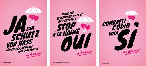 2019 ja zum schutz vor hass kampagne plakate f4 FIVE AG Full Service Werbeagentur in St Gallen und Zuerich