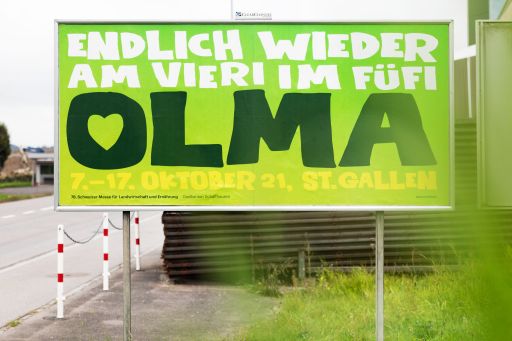 2021 olma messe endlich wieder kampagne f12 plakat FIVE AG Full Service Werbeagentur in St Gallen und Zuerich